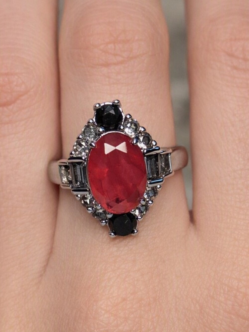 Bomb Party Red Gem Statement Ring • Size 10 • Brand New